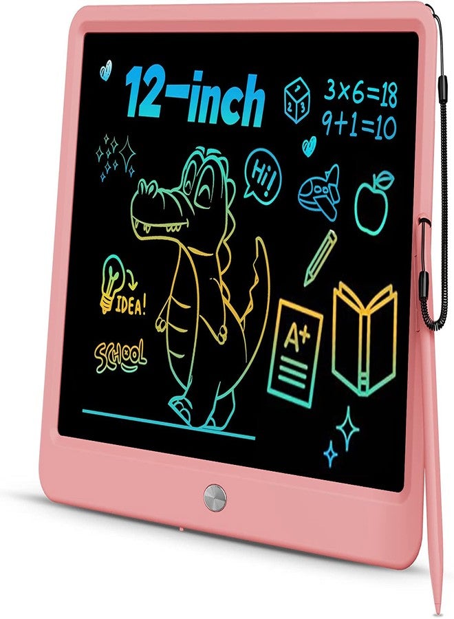 proffisy LCD Writing Tablet, Proffisy 12Inch/30.4 cm Erasable Writing Pad, Paperless Digital Tablet E-Writer Pad for Kids Children at Home and School(Multicolor-Pink) - Image 1